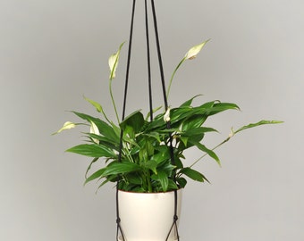 Macrame plant hanger black hanging planter office decor wool decor macrame planter indoor plant hanger industrial styled gift idea for men
