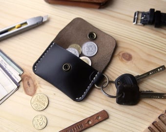 Leather coin purse, Coin Purse, Leather coin pouch, Small leather pouch, Mens coin purse, Leather coin wallet, Horween Chromexcel Black