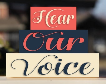 Women's March On Washington, Million Women March, Hear Our Voice, Feminist, Equal Rights, Equality, Trio Stack Set - Gift Wooden Sign Decor
