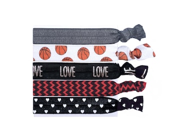 Basketball Elastic Hair Ties Love Basketball Sports Hair Tie Bracelet Ponytail Holder Basketball Gift