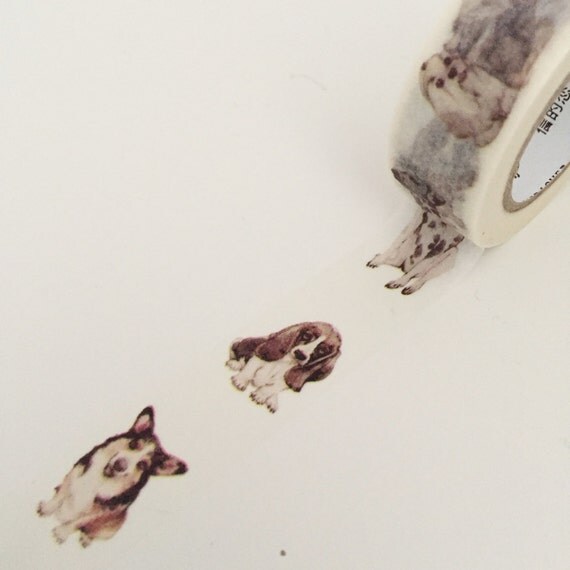 Dog Washi Tape Adhesive Tape Decorative Kawaii Single Roll