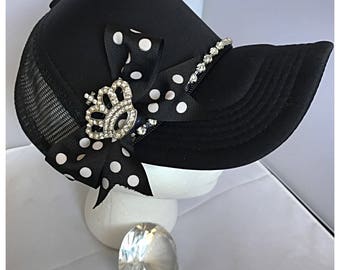 Bling Trucker Hat With Rhinestone Crown and Trim