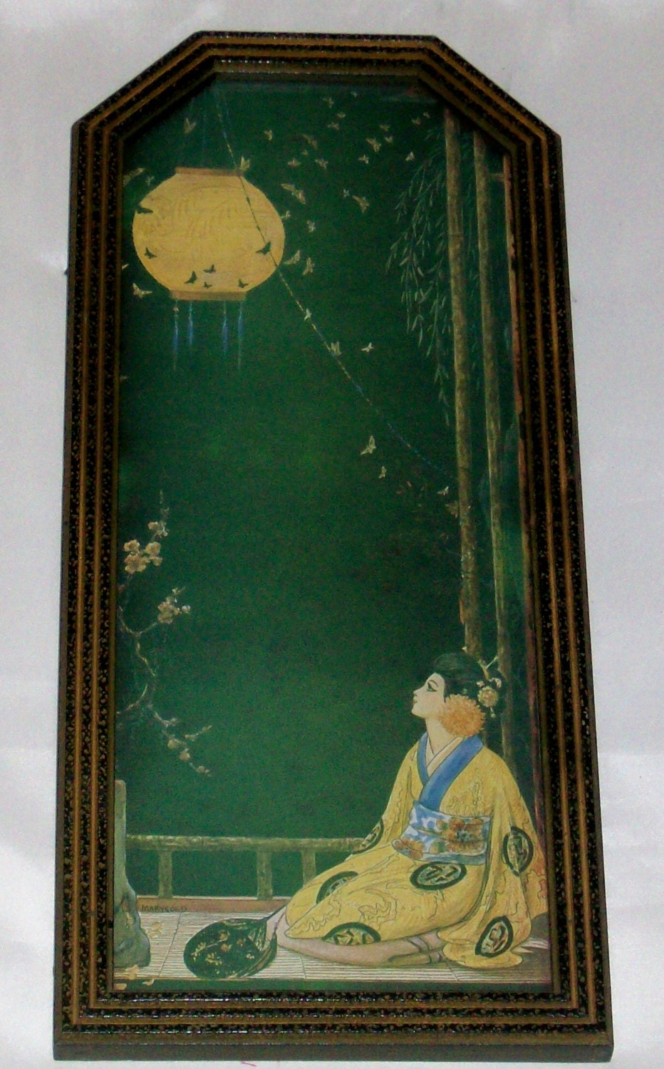 1920's Art Deco Framed Lithograph Print Marygold