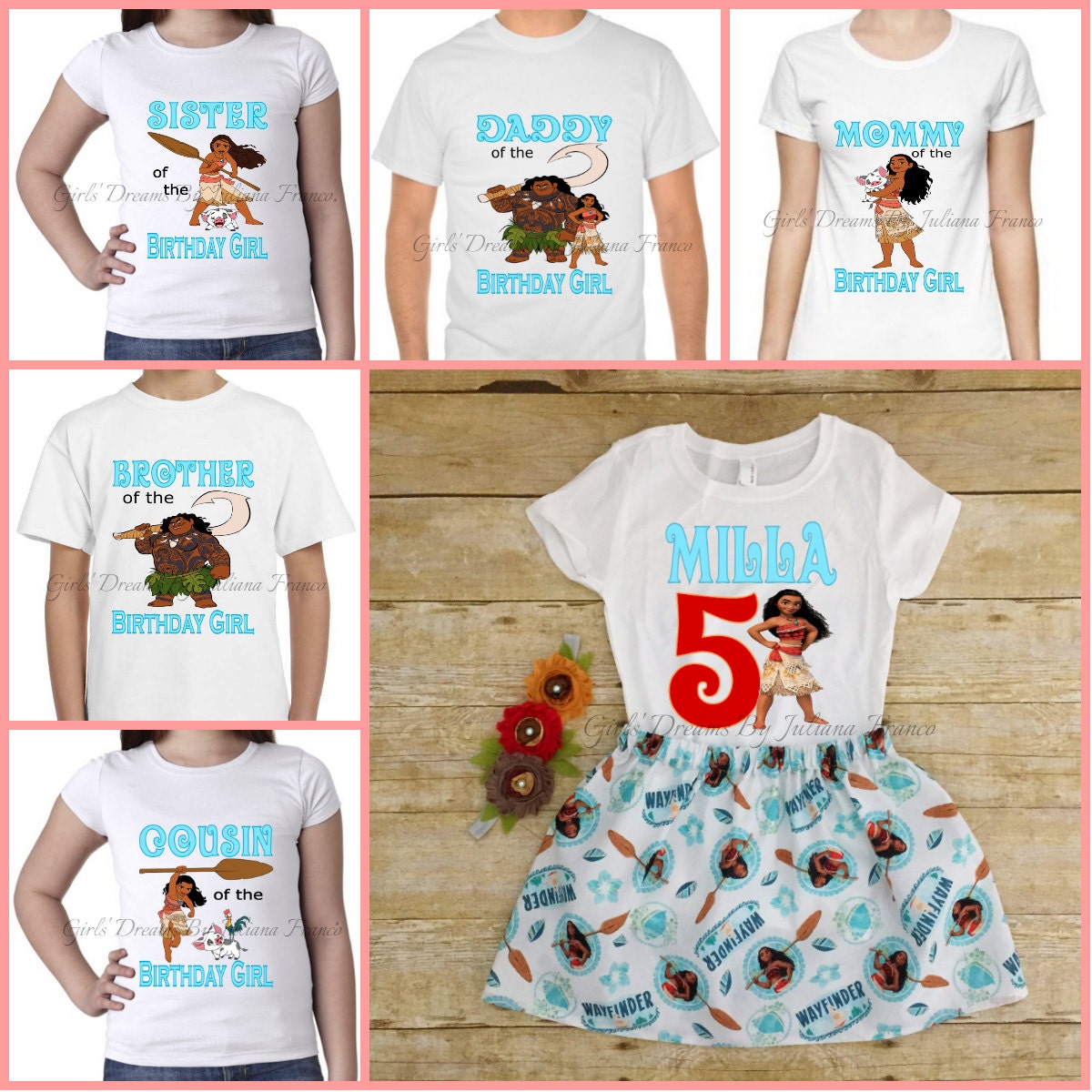 moana birthday family shirts