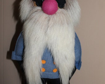 Vintage Felt Sailor Doll with Real Fur Hair and Beard - Mid Century Modern Collectible Felt Doll - Vintage Sailor Doll with Real Fur Beard