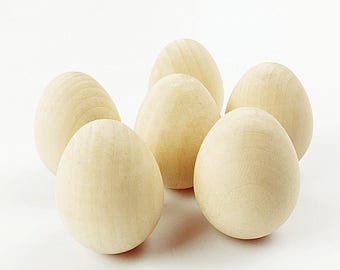 Wooden eggs 6 ps - Easter, Easter Eggs, waldorf, Montessori, pretend eggs, children's decor, wooden toys, Play Food, Play Kitchen