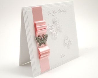 Butterfly Birthday Card / Luxury Handmade Birthday Card / Personalisable / Choice of Colours / Made to Order / Mother's Day Card