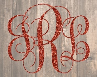 Glitter Cursive Monogram Decal | Glitter Monogram Decal | Vinyl Monogram Sticker | Yeti Monogram | Tumbler Monogram | Laptop Monogram