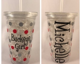 Buckeye Girl Personalized 16oz Acrylic Tumbler