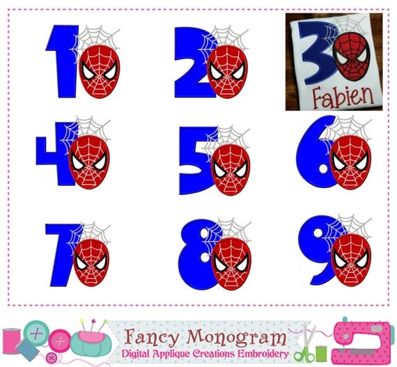 spider man numbers appliquespider manbirthday numbers