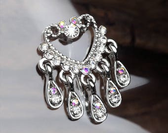 Heart Sparkle Chandelier Reverse Belly Button Ring