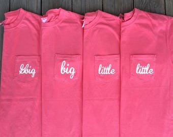 Sorority Family Comfort Colors Pocket Tee, Big Little Pocket Tee, Sorority Shirt, Big Little Sorority Shirt, Comfort Colors Shirt