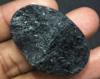 99.6 cts Natural Black Tourmaline Amazing Quality Big Size Druzy Loose Gemstone 38.5x25.5 mm Oval Shape E#328-1