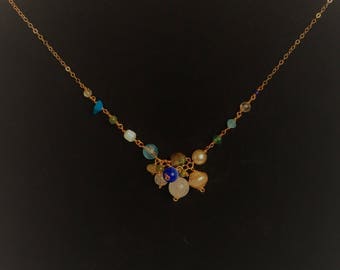 Rose Gold Filled Cluster Beaded Short Necklace