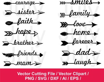 Arrow SVG File, Arrow Words Svg, Arrow Cut Files, Arrows with Words SVG, Heart arrows, svg, dxf, ai, eps, png, Arrows Digital.