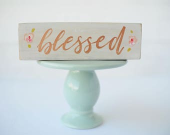 hostess gift - blessed wood sign - small thank you gift - bridesmaid gift - rustic chic wood sign - mini wood sign - wholesale home decor
