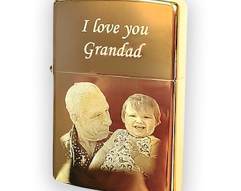 Genuine Brass Zippo lighter Photo & text engraved