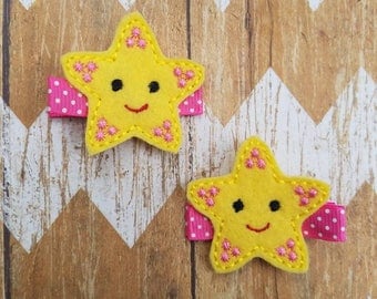 Starfish hair clips, starfish hair clippies, toddler hair clips, baby bows, hair clippies set, starfish hair bows, starfish clips, ocean