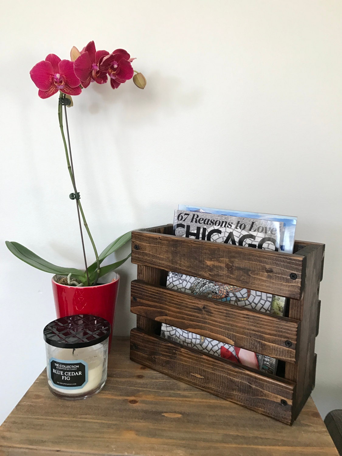 Rustic magazine rack Magazine holder Magazine organizer