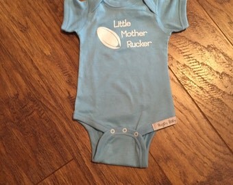 Little Mother Rucker Short Sleeve One Piece Baby Bodysuit Infant Rugby Themed Clothing