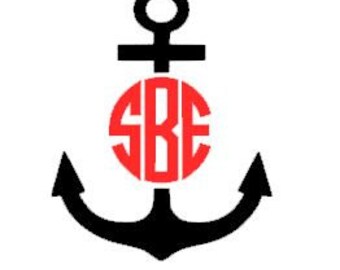 Anchor Monogram Decal / Monogram sticker / yet cooler monogram decal / laptop decal / car decal /circle monogram