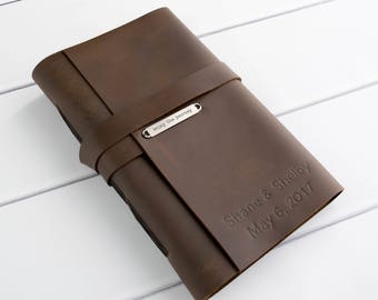 Leather Travel Journal - Personalized Large Journal - Bound Book - Writing Notebook - Engraved Leather - Sketchbook - Monogram Journal