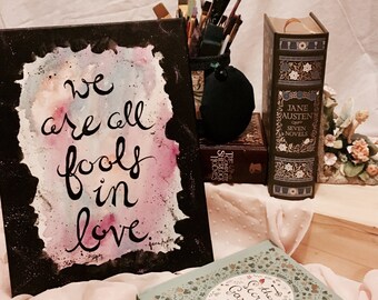 Jane Austen Canvas - 11x14 - Jane Austen Quote - Quote Art - Original Art - Canvas Painting - Typography Art