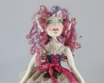 Handmade Fabric OOAK Art Doll - Textile Soft Sculpture - Cloth Doll