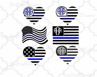 Blue Line SVG, All Lives Matter, USA flag monogram frames, Blue Lives Matter, United States SVG Digital craft cutter svg, eps, png, dxf