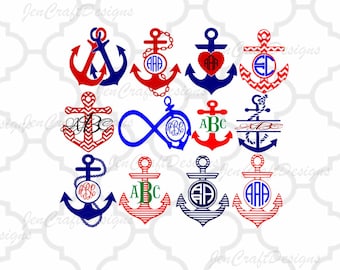 Anchor Monogram SVG Cuttable Nautical Anchor SVG, DXF, Eps,Png Instant Download Silhouette Studio and Cricut Design Space.