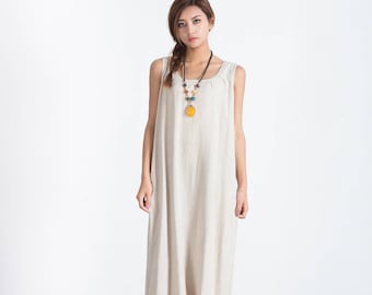 Loose maxi dress oversize cotton caftan linen dresses for women plus size clothing large size dress Custom made clothes A113