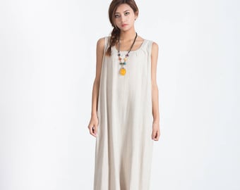 Women's Linen cotton maxi dress Oversize long caftan