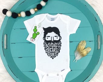My Dad's Beard Rules, Beard Onesie, Father's Day Onesie, Bearded Dad, Dad Onesie, New Dad Gift, Fuzzy Daddy, Baby Boy Onesie, Dad Beard Gift