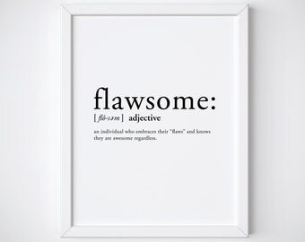 Dictionary Print - Definition Print - Funny Print - Quotes Print - Flawsome Print - Definition printable - black and white art - wall print