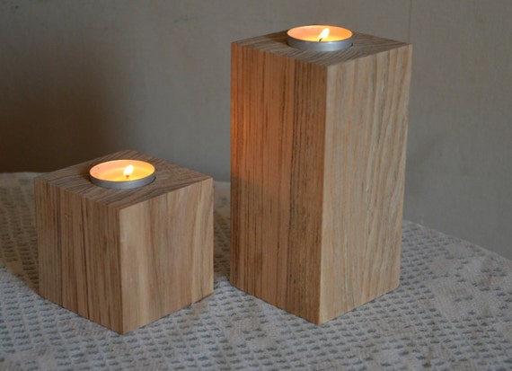 Rustic Candle Holders, Wood candle holders, set of 2, Tealight Holder, Wooden tealight holder, Unique tealight holder