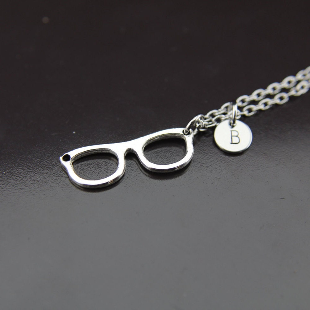 Silver Eyeglasses Charm Necklace Reading Glasses Charm Eye