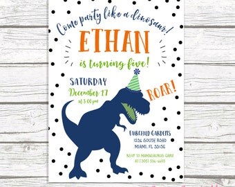 Dinosaur Birthday Invitation, Dinosaur Invitation, Dinosaur Birthday Party Invite, Dino Birthday Invitation, First 1st Birthday Boy
