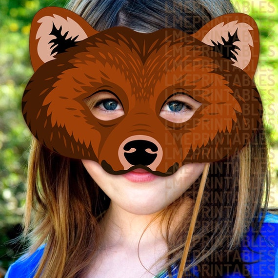 Bear Printable Mask Grizzly Bears Brown DIY Animal Masks Booth