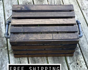 Multi-Purpose Pallet Crate, Wood Crate Storage Bin, Rustic Wood Side Crate, Vintage Storage Crate