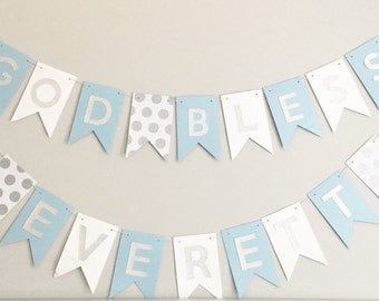Baptism Banner, Christening Banner, First Communion Banner, God Bless This Child Personalized Banner, Personalized Banner, Nursery Decor