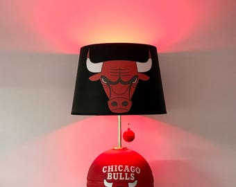 Chicago Bulls Lamp, NBA Light, basketball light, NBA, basketball lamp, kids room, man cave, night light, sports light, Bulls Light