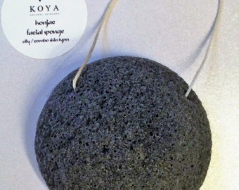 Konjac Sponge face puff - plant based - gentle facial exfoliator - vegan - natural - activated charcoal - oily/combo skin