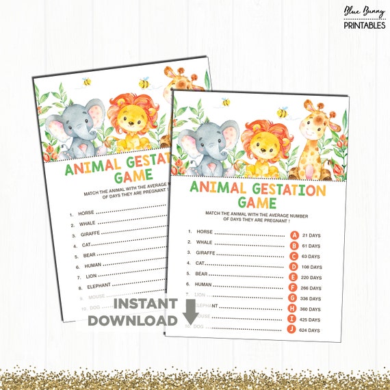 Jungle Baby Shower Game. Animal Pregnancy Game. Neutral Safari ...