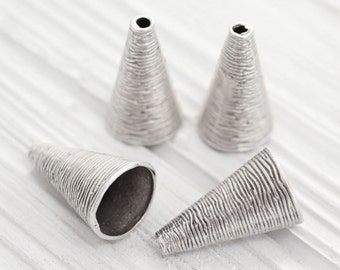 2pc silver large tassel caps, bead cones, large bead caps, large end caps, rustic bead caps, tassel cap, tribal tassel cap, silver caps