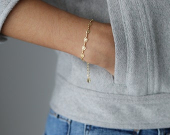 Delicate Gold Bracelet - Dainty Chain Bracelet - Layering Bracelet - Art Deco Jewelry - Stacking Bracelet - Bohemian Jewelry - Gift for Her