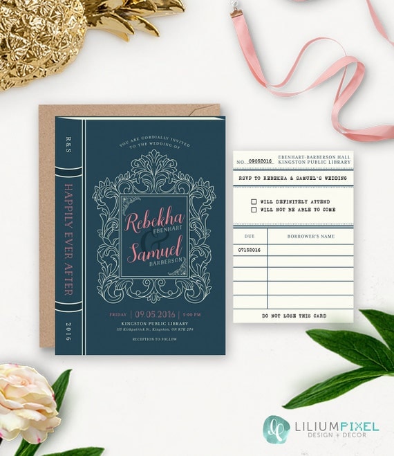 Library Wedding Invitation Printable / Story Book Wedding Suite / Book Themed Wedding / Vintage Rustic Printable Wedding Invitation Download