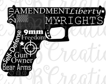 Gun, AR, Second Amendment, 9 MM, American Flag, Scope Targets, SVG files