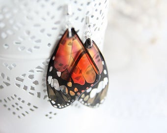 Orange earrings for women gift for girlfriend gift Butterfly earrings Resin jewelry Orange jewelry Gift for nature lover gift Unique jewelry