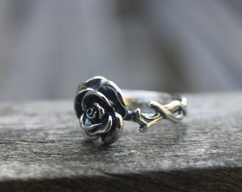 Rose silver ring Silver flower ring Bohemian ring Gypsy ring Hippie Silver rose ring Sterling silver ring 925 silver ring Gift for her