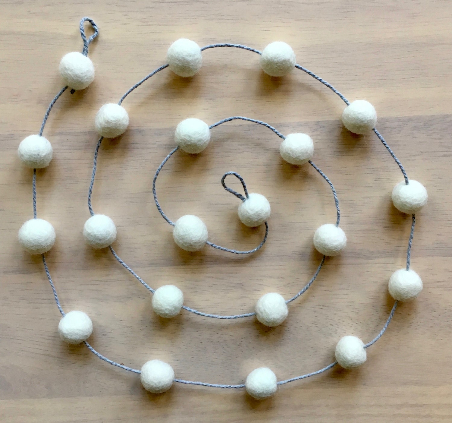 White Pom Pom Garland White Felt Ball Garland Natural